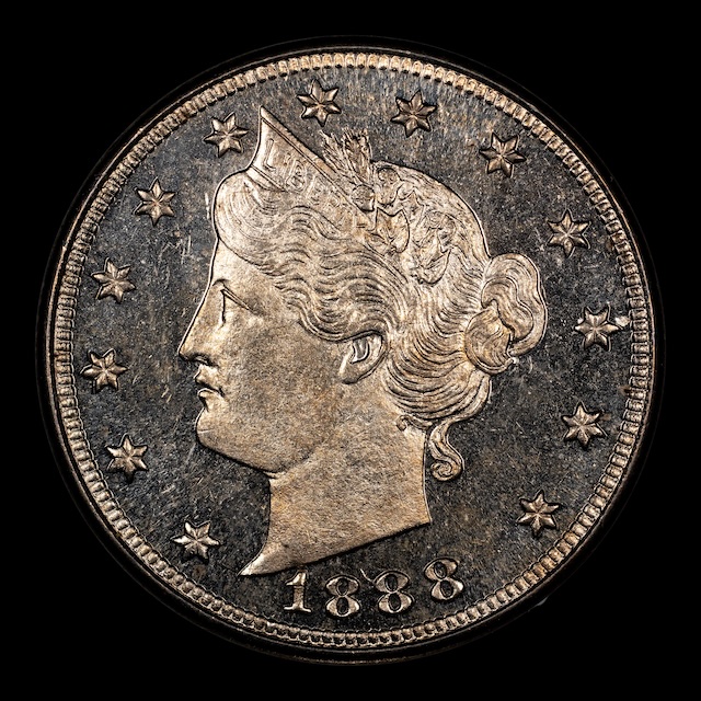 1888 Liberty Nickel DDO Type 2 secondary doubled die obverse showing headband letter doubling distinct from FS-101