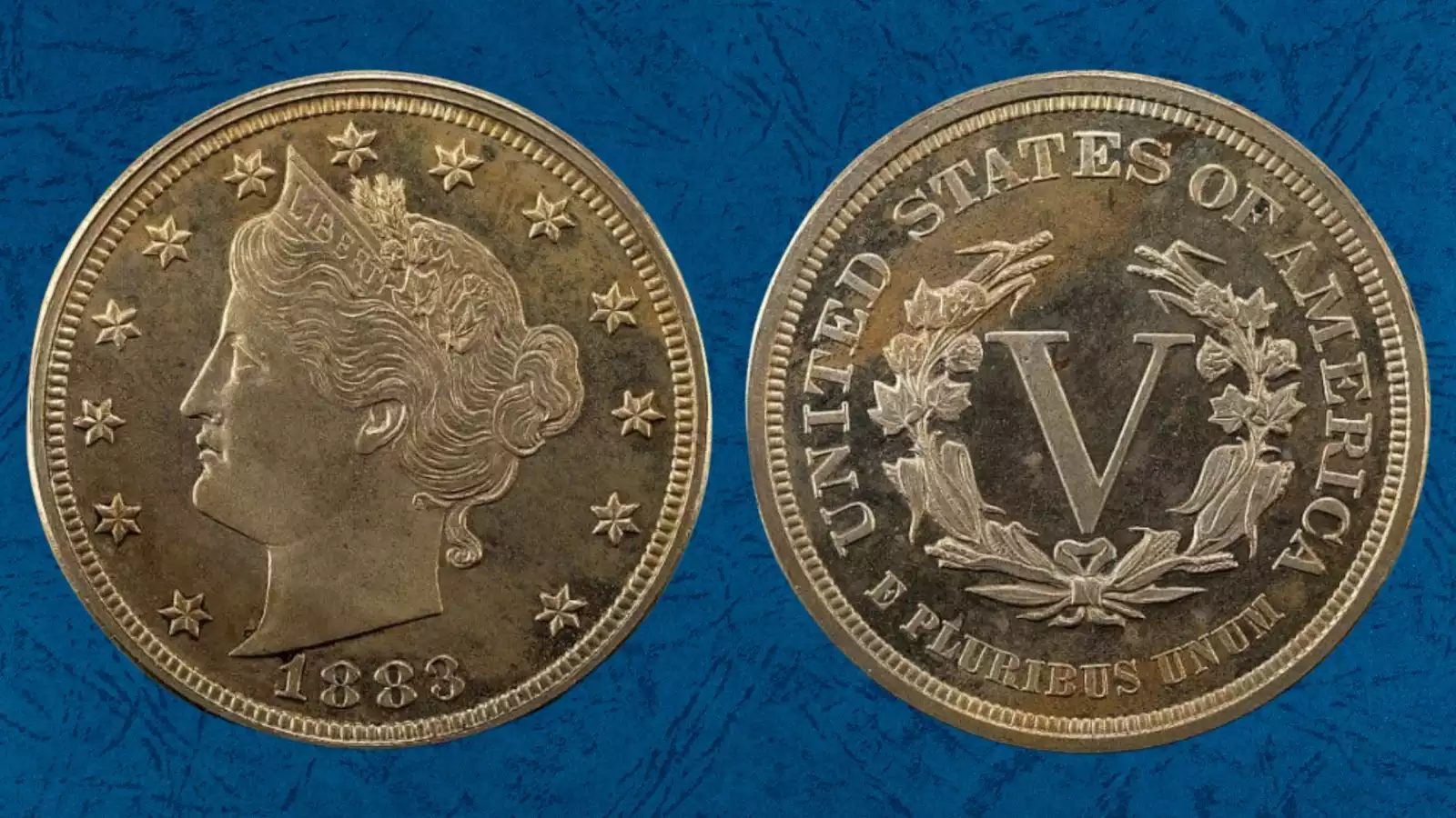 1888 Liberty Head Nickel proof strike showing deep mirror fields frosted devices and squared rims