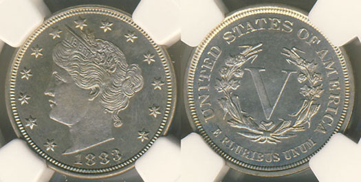 Philadelphia Mint historical building circa 1888 or tray of 1888 Liberty Nickel specimens at various grades
